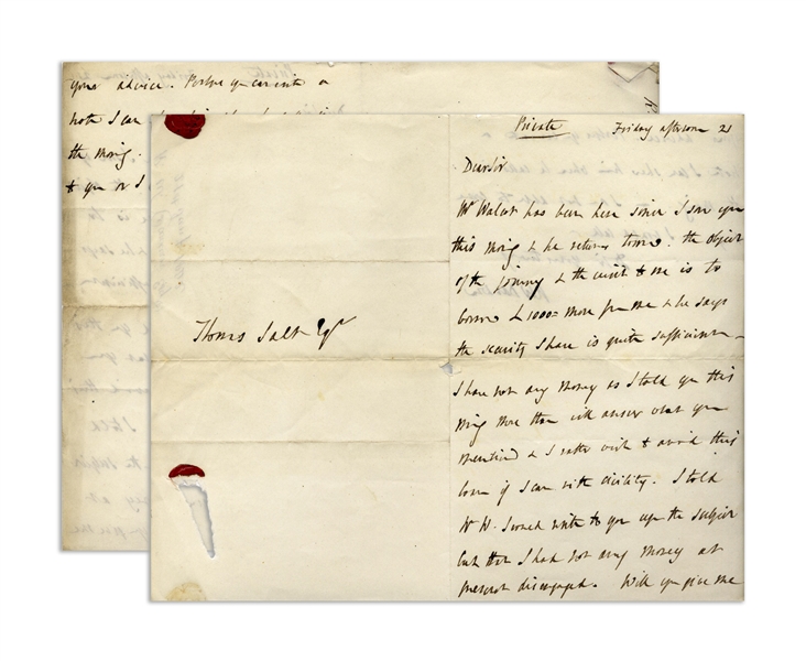 Autograph Letter Signed by Robert Darwin, Charles Darwin's Father -- ''...I have not any money as I told you...''